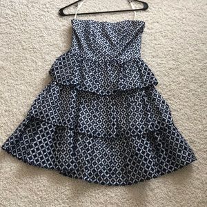 WHBM navy and white tiered dress